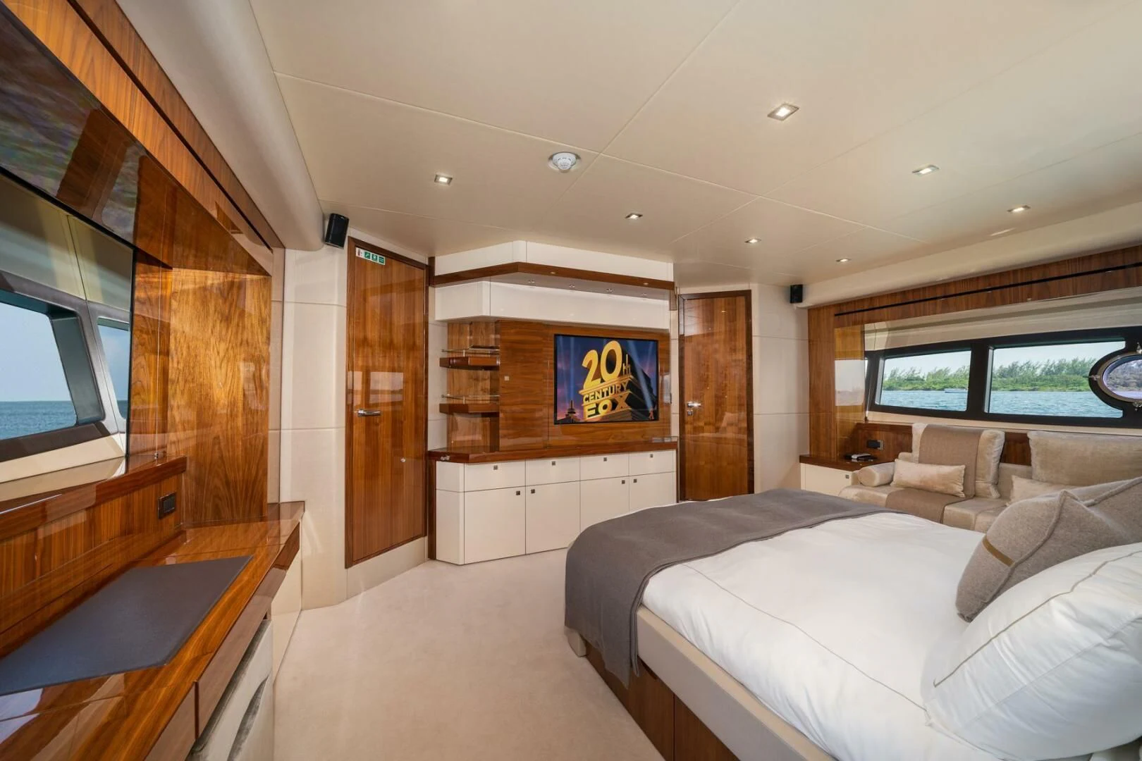 a room with two beds aboard EBRA Yacht for Sale
