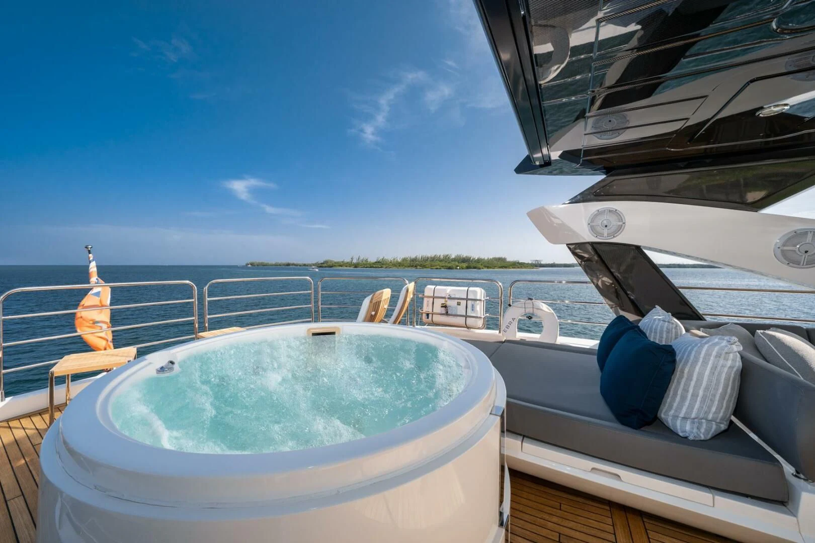 a boat with a person on it aboard EBRA Yacht for Sale