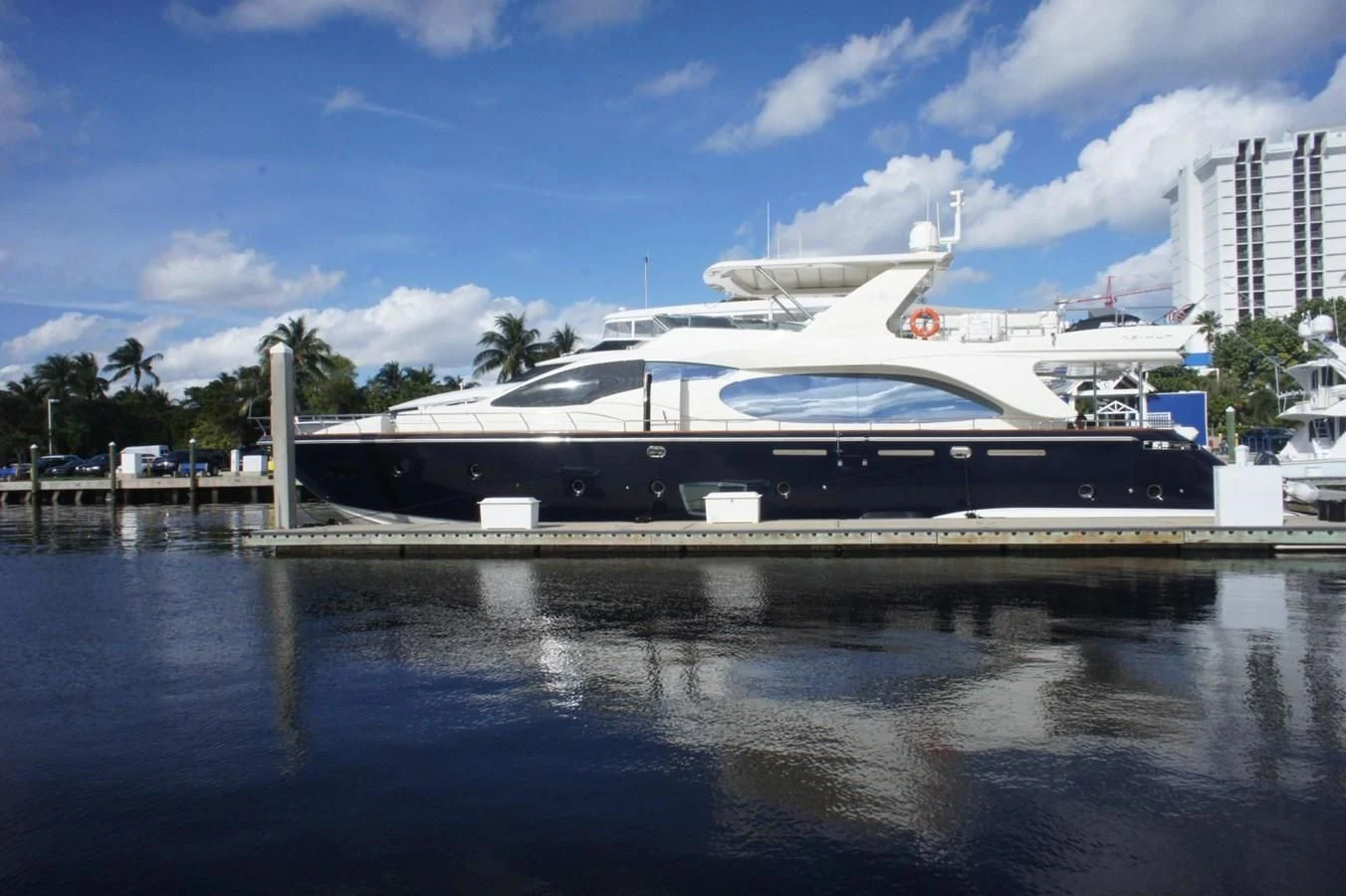 a large yacht in the water aboard CASPIAN Yacht for Sale