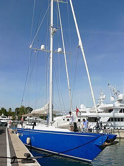 a boat docked at a pier aboard RIPPLE Yacht for Sale