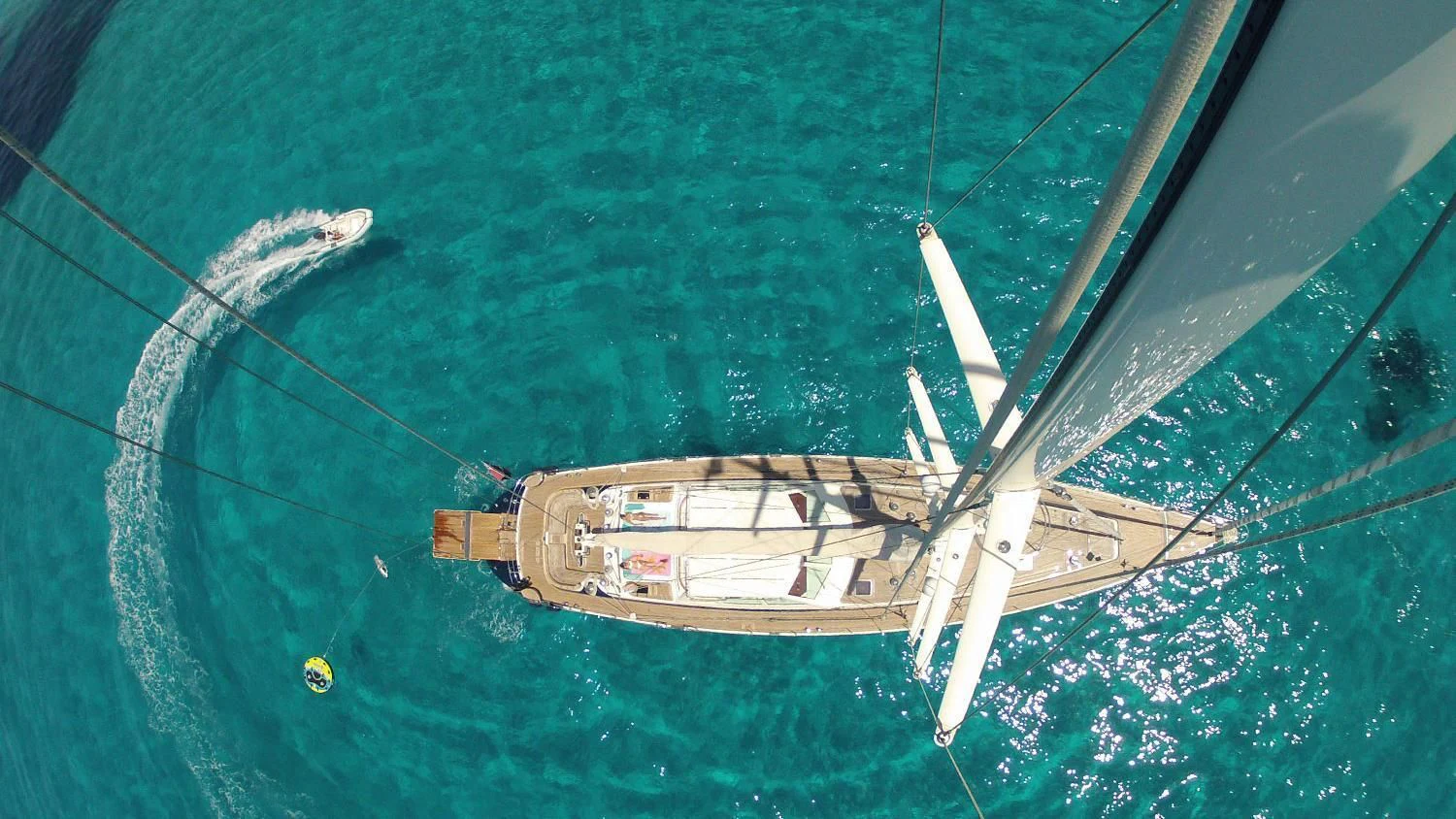 a ship in the water aboard SCARENA Yacht for Charter