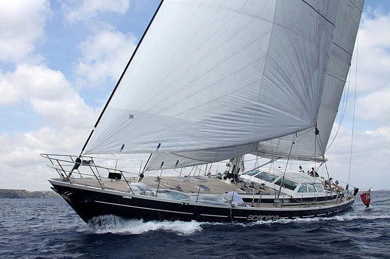 a boat sailing on the sea aboard SCARENA Yacht for Charter