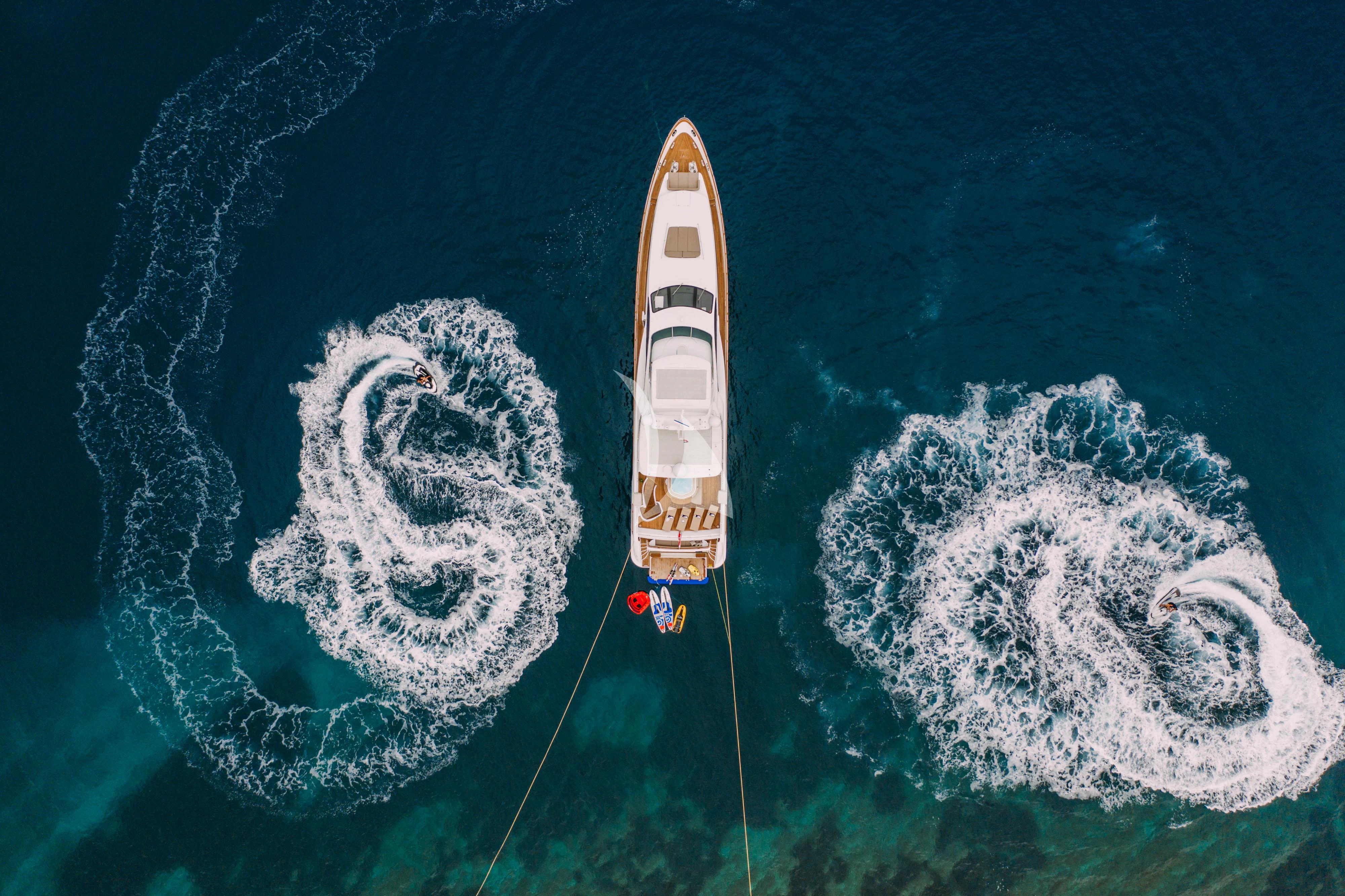 a rocket in the air aboard ARTEMY Yacht for Sale