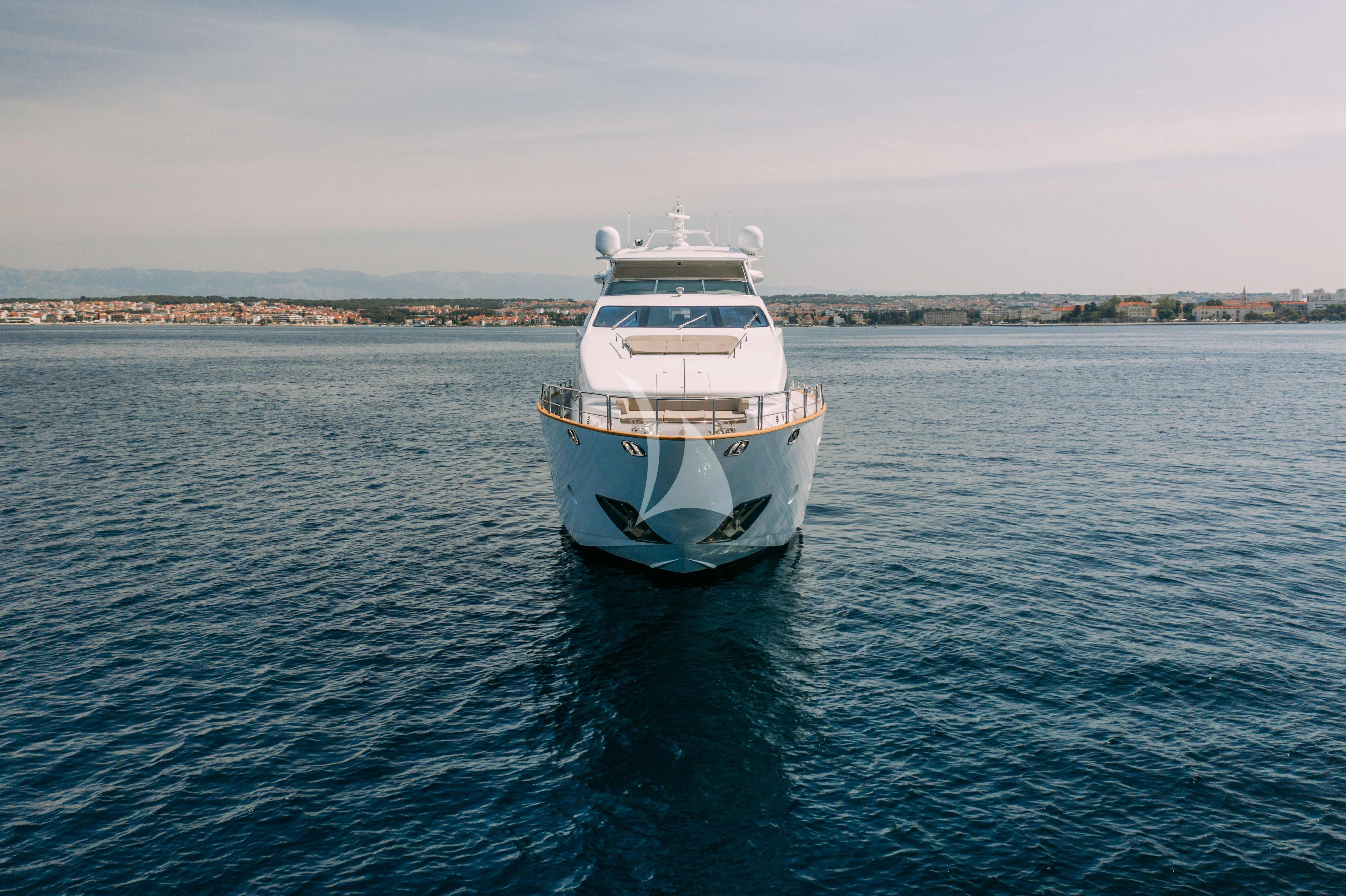 a large white boat on the water aboard ARTEMY Yacht for Sale