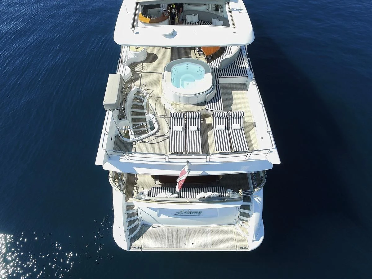 a white and gold ship aboard ARTEMY Yacht for Sale
