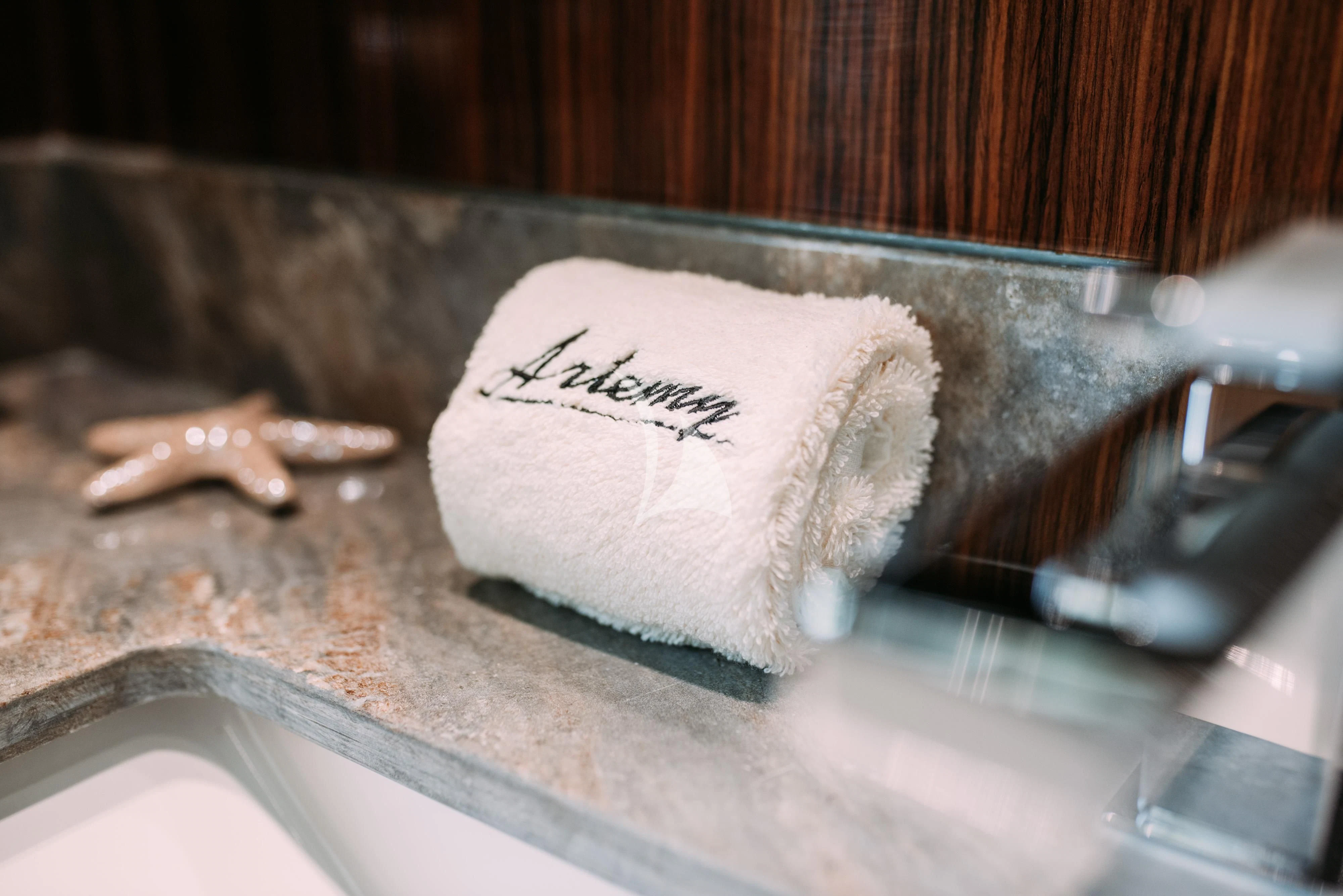 a roll of toilet paper on a counter aboard ARTEMY Yacht for Sale
