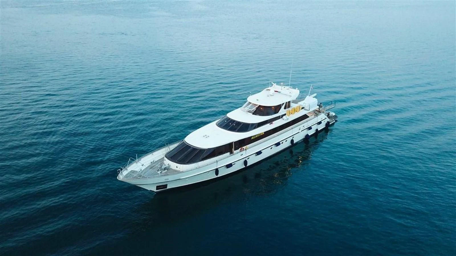 a boat in the water aboard AGARTHA Yacht for Sale