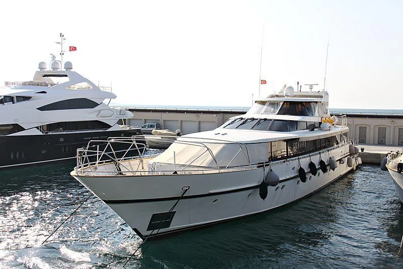 a couple of boats are parked in a harbor aboard AGARTHA Yacht for Sale