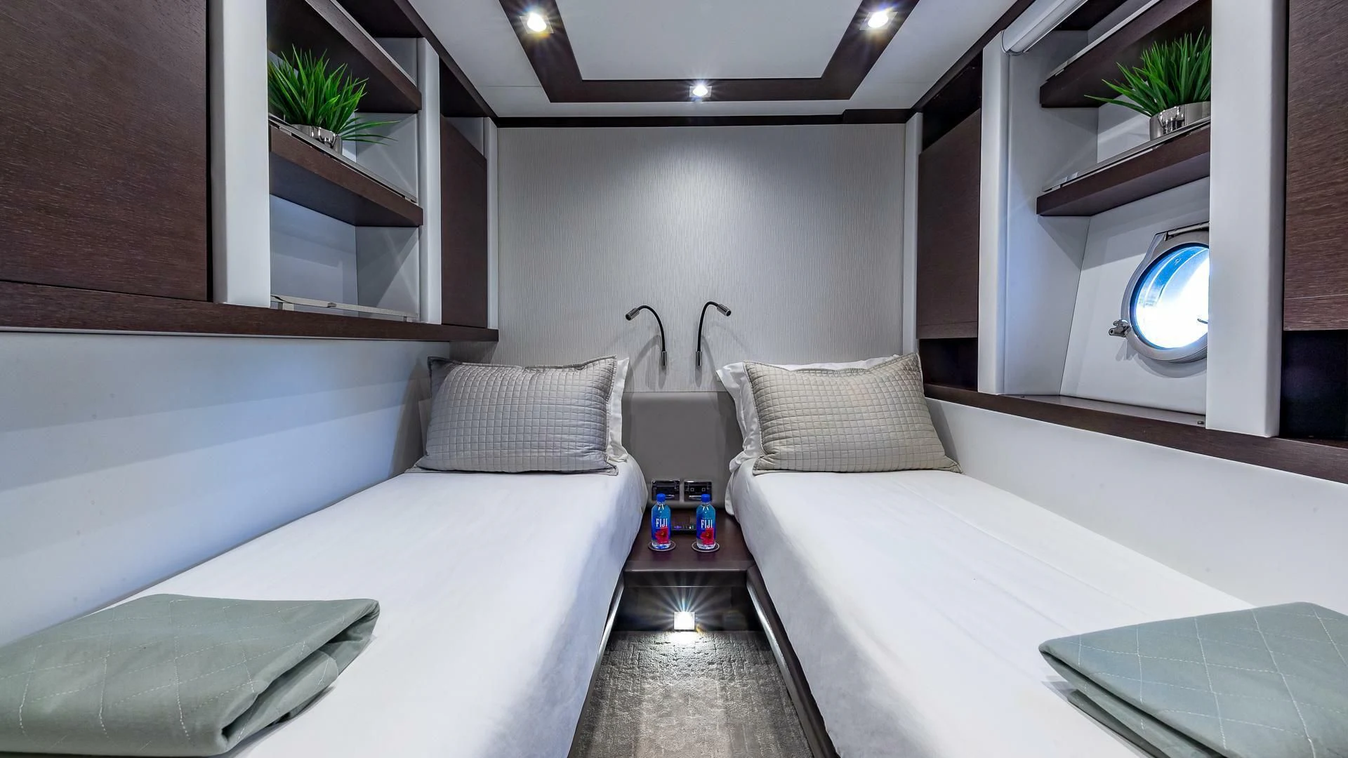 a room with two beds aboard M Yacht for Charter