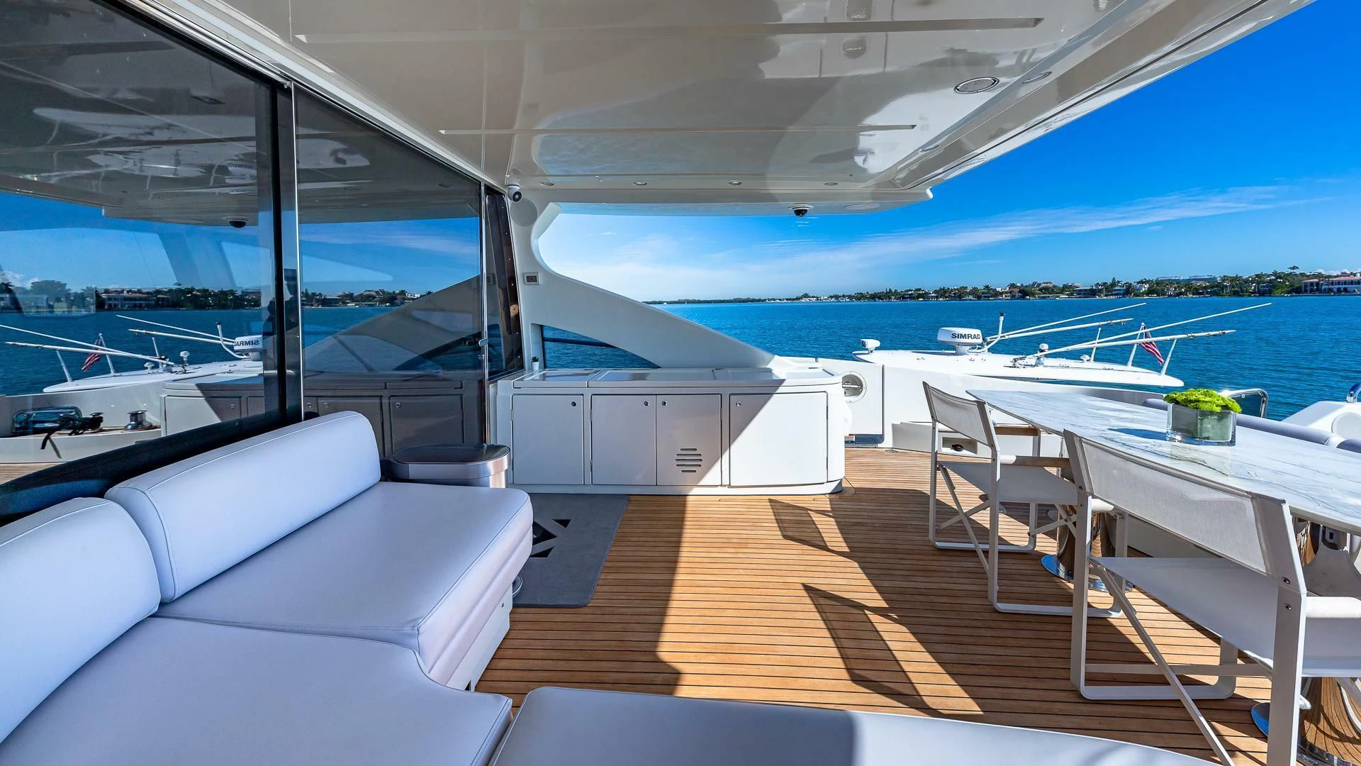 inside of a boat aboard M Yacht for Charter