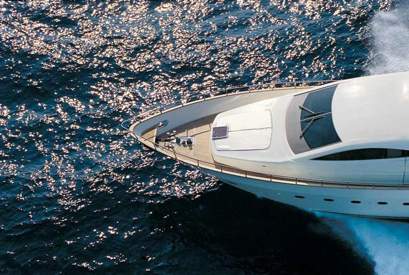 a white yacht in the water aboard M Yacht for Charter