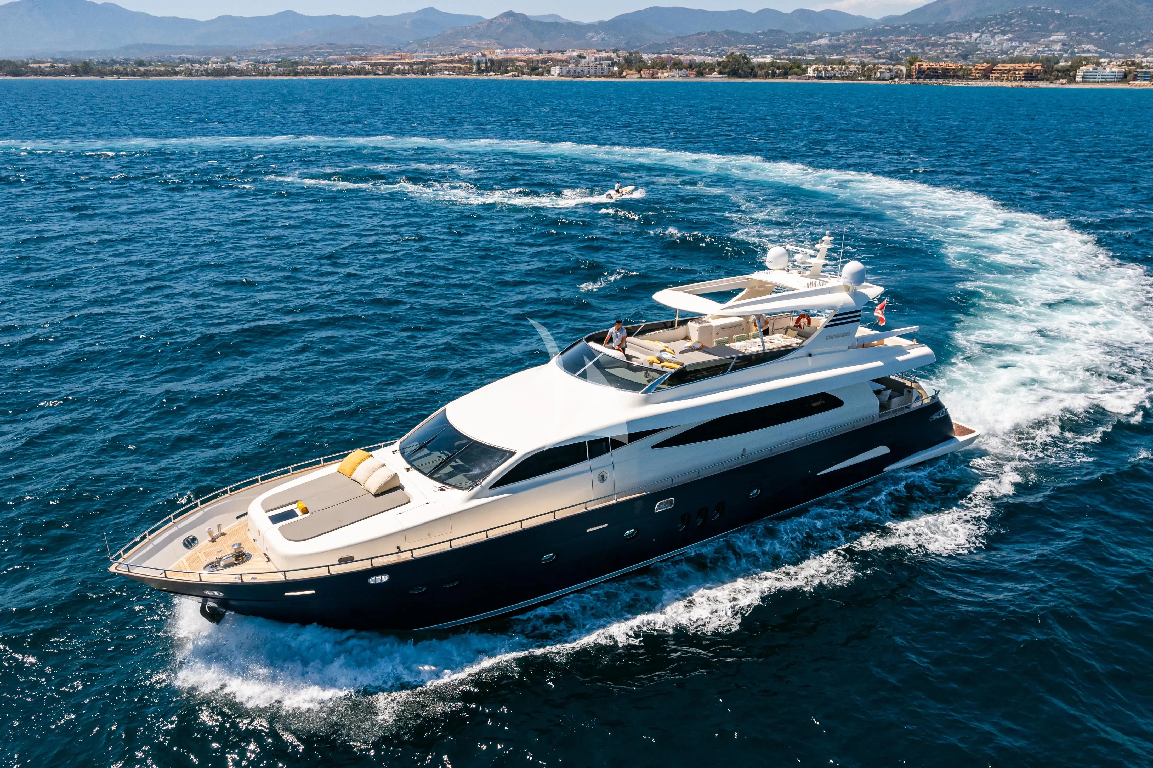 a boat on the water aboard M Yacht for Charter