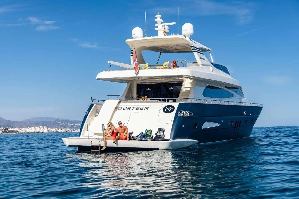 a boat on the water aboard M Yacht for Charter