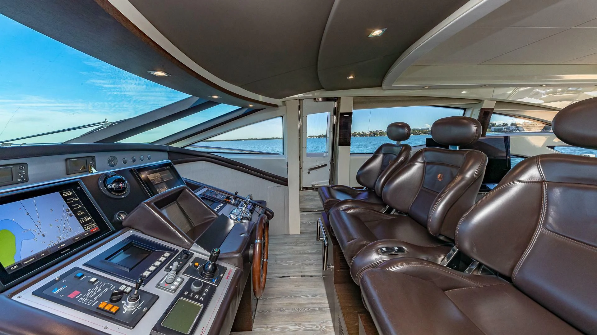 inside of a car aboard M Yacht for Charter