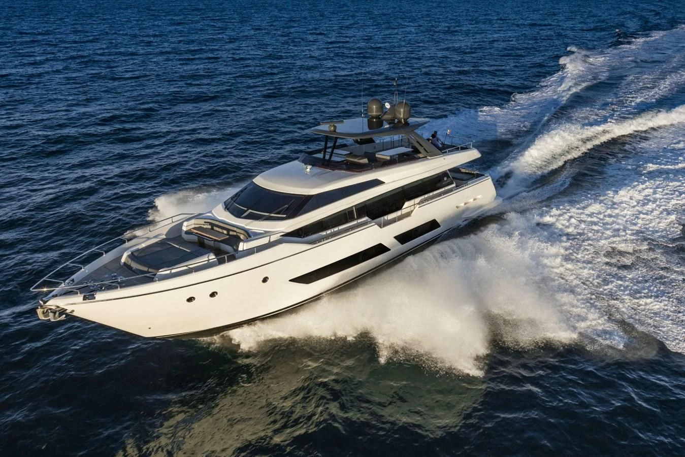 a boat on the water aboard FERRETTI YACHTS 850 Yacht for Sale