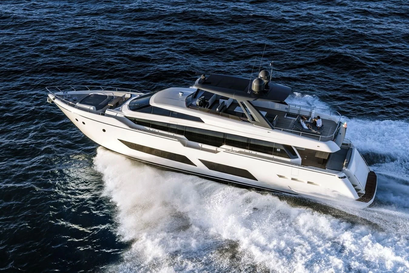 a boat on the water aboard FERRETTI YACHTS 850 Yacht for Sale
