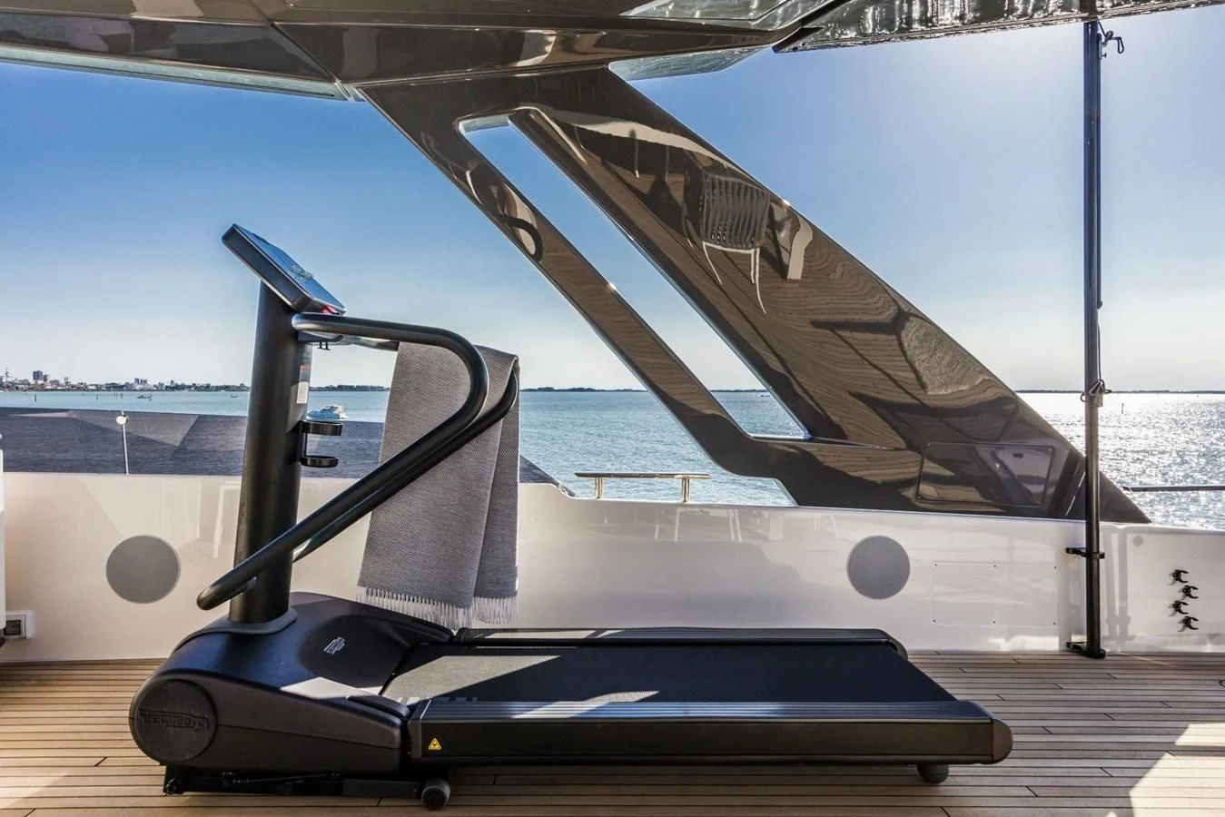 a plane on a deck aboard FERRETTI YACHTS 850 Yacht for Sale
