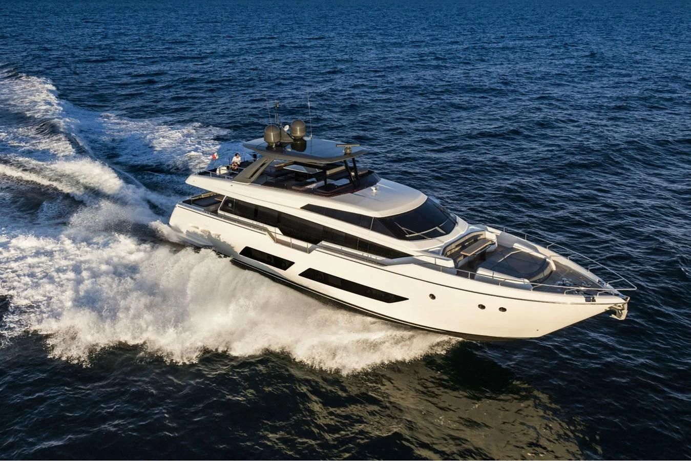 a boat on the water aboard FERRETTI YACHTS 850 Yacht for Sale
