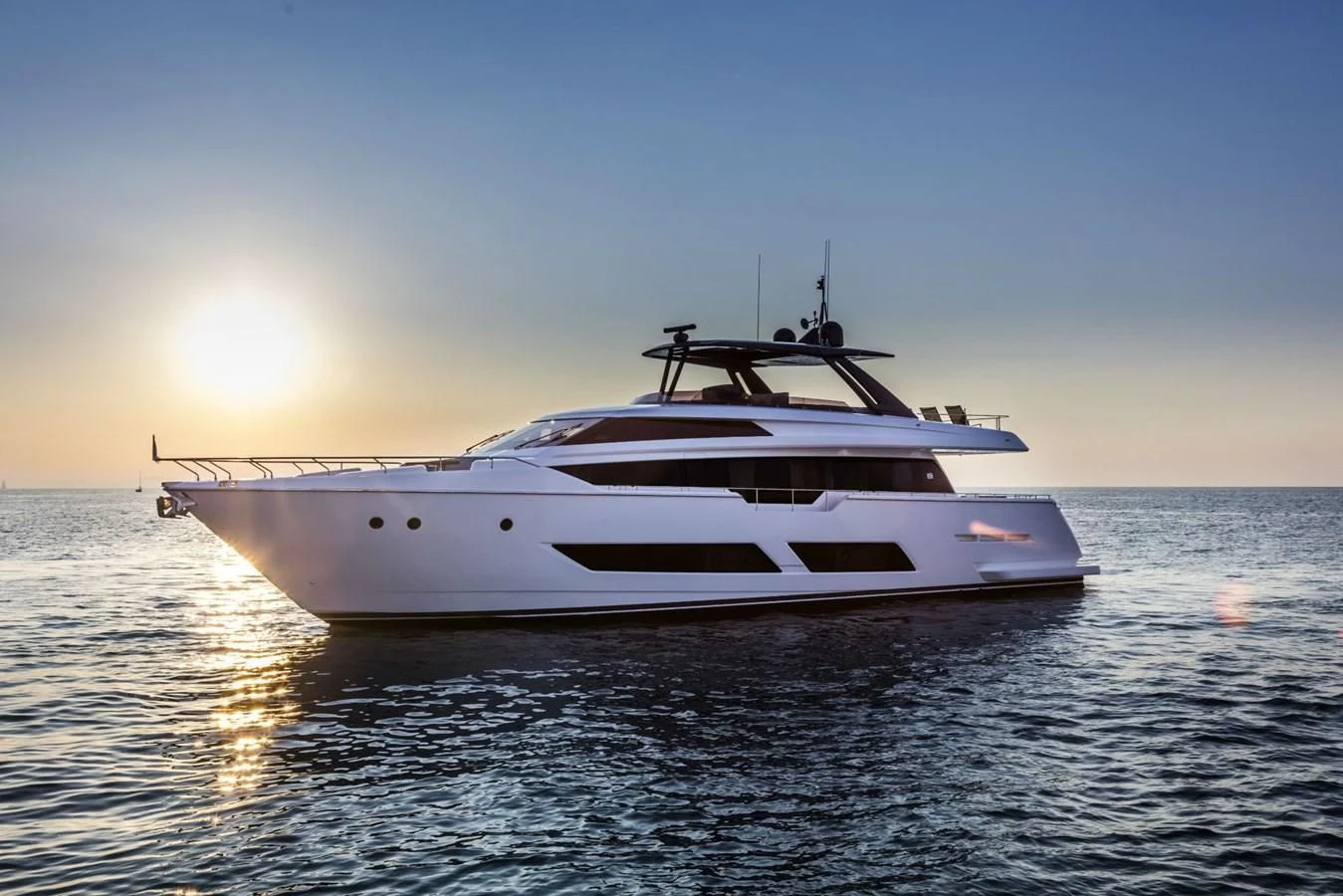 a white yacht in the water aboard FERRETTI YACHTS 850 Yacht for Sale