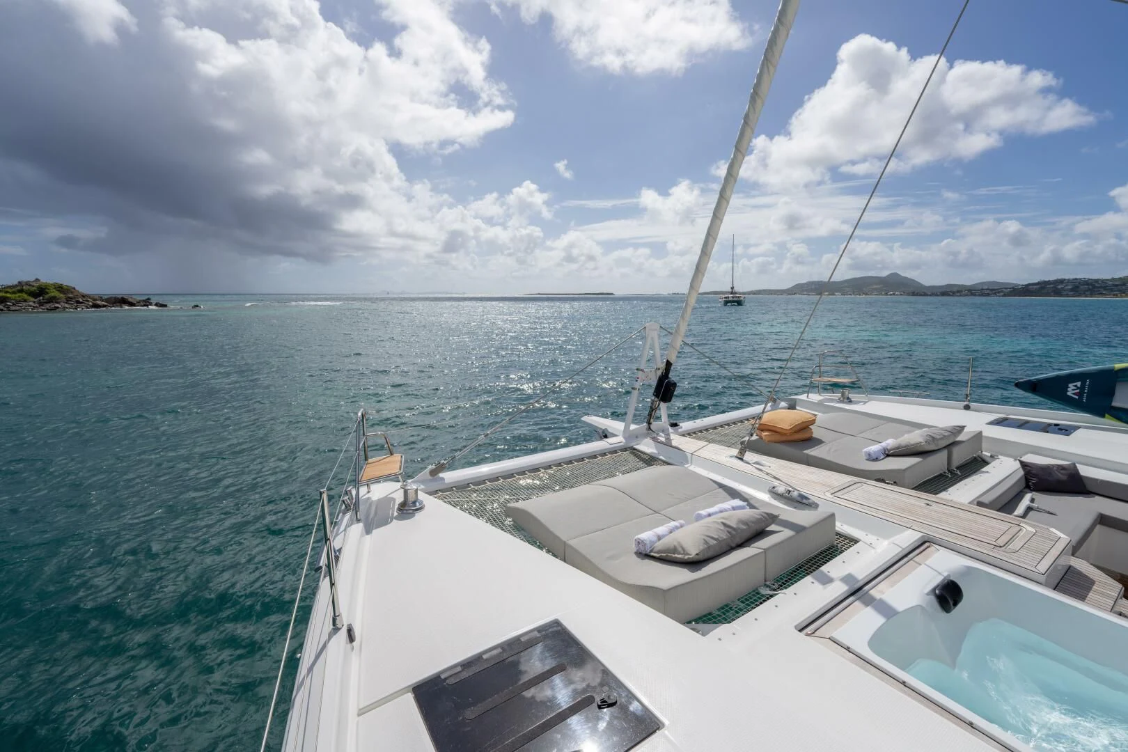 a person on a boat aboard OCEANUS Yacht for Sale