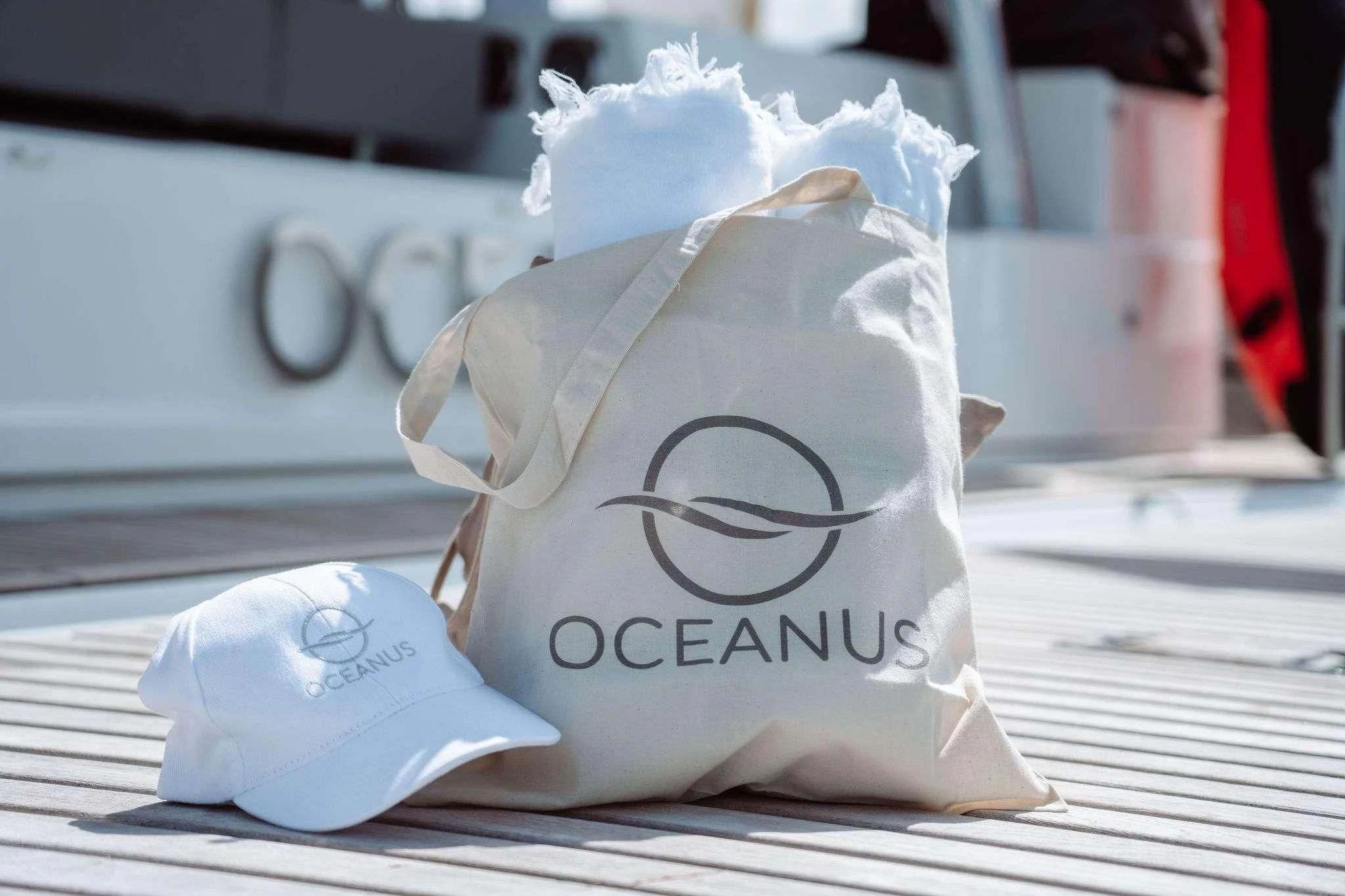 a white helmet with a face on it aboard OCEANUS Yacht for Sale
