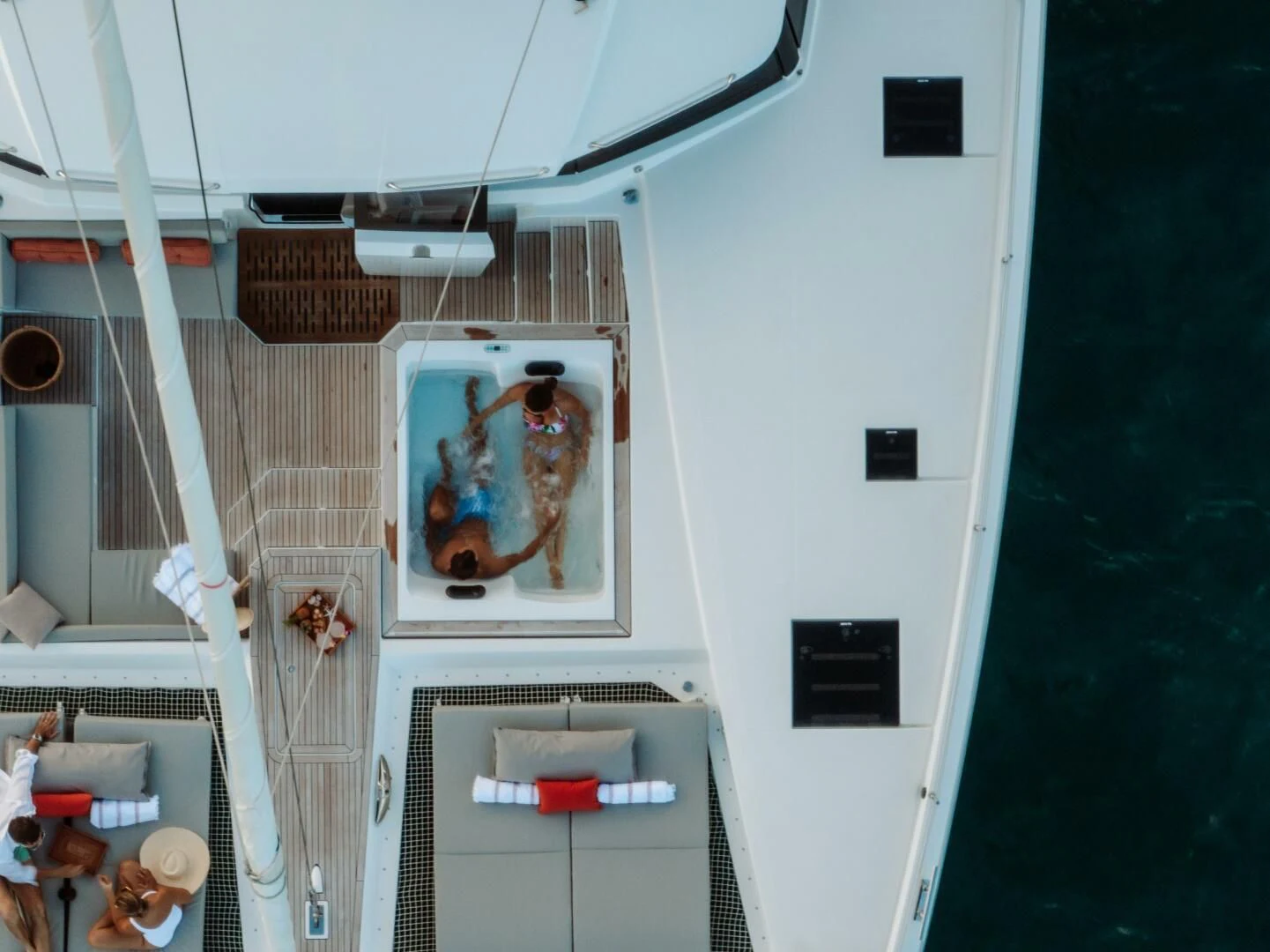 a room with a mirror and a sink aboard OCEANUS Yacht for Sale