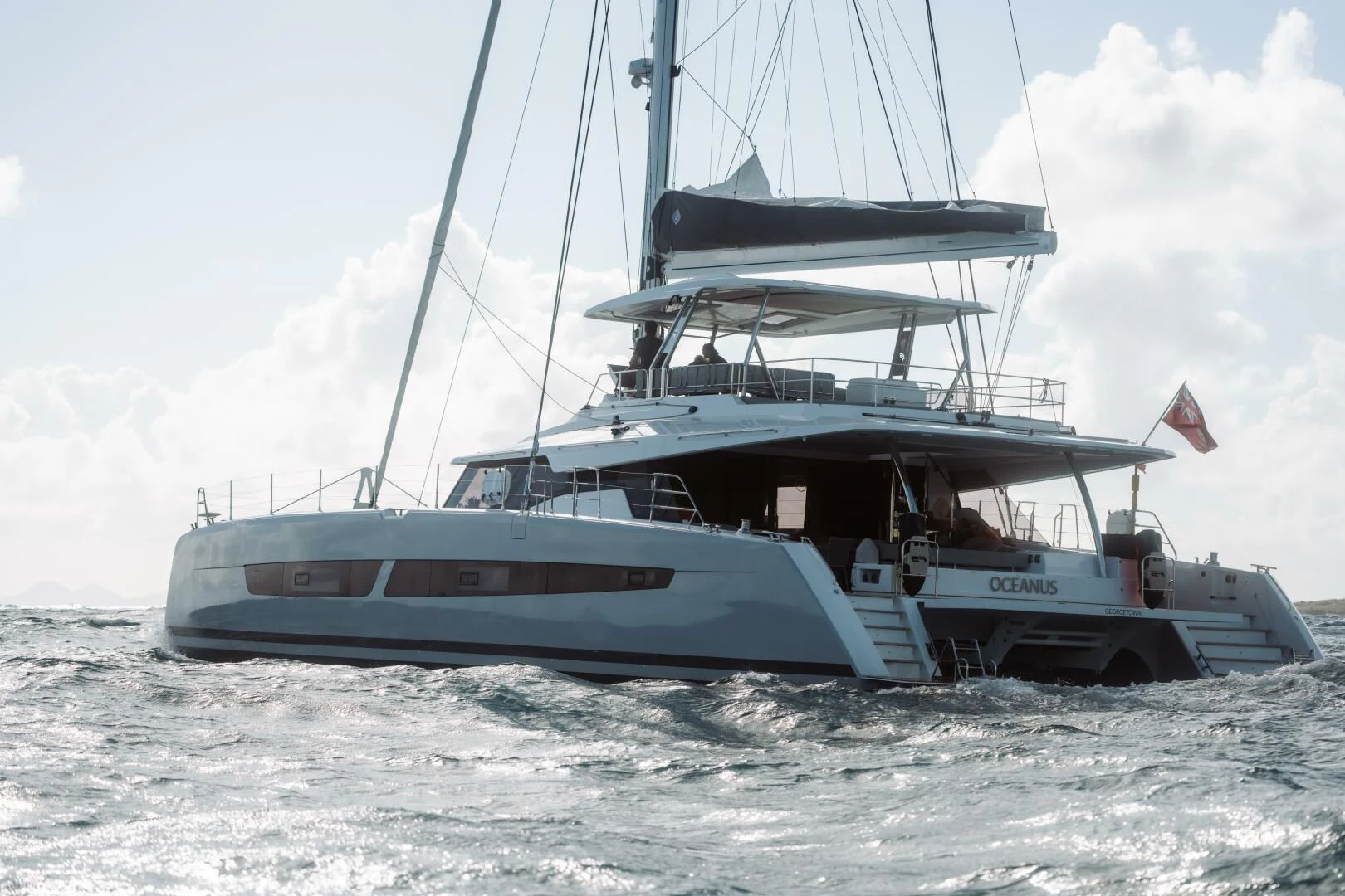 a boat on the water aboard OCEANUS Yacht for Sale