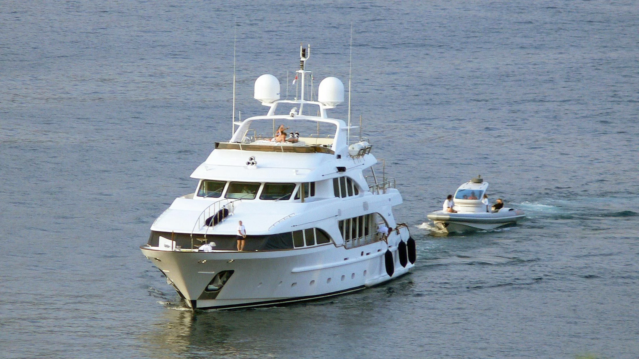 a boat with people on it aboard GLADIATORE Yacht for Sale