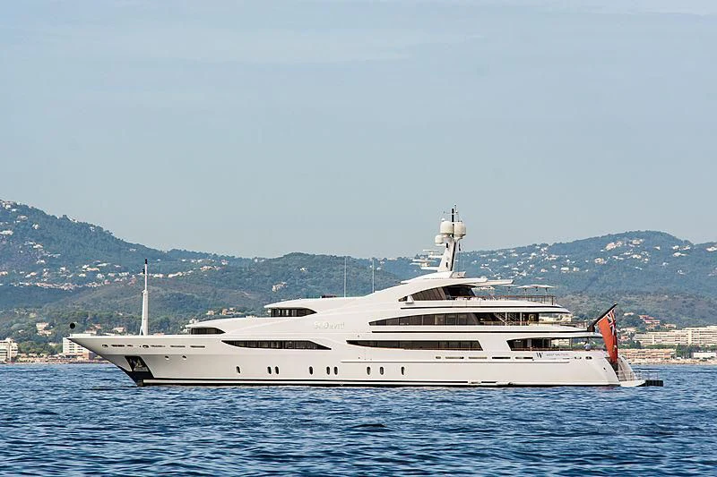 a large white yacht in the water aboard ST DAVID Yacht for Sale