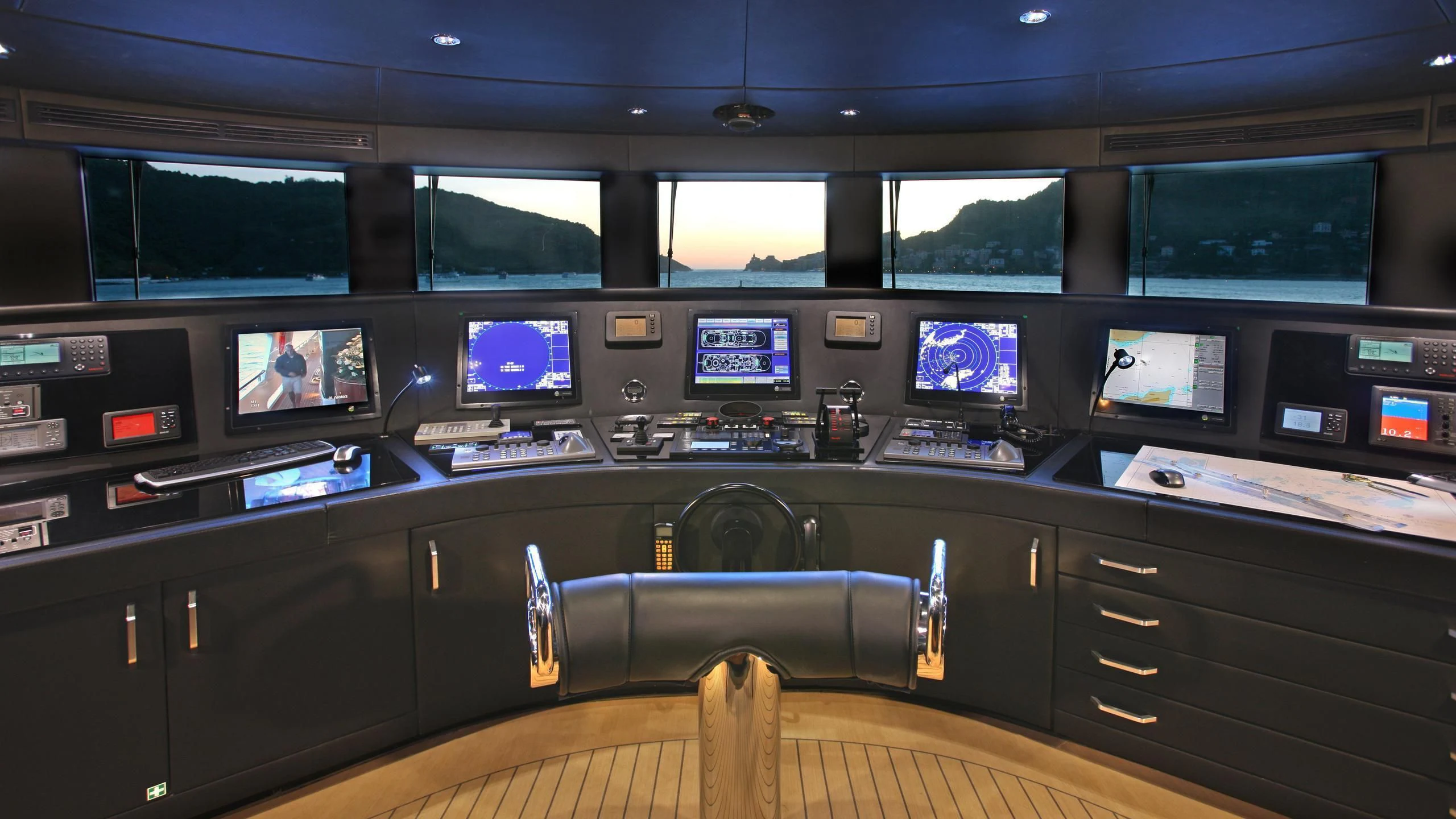 a room with many monitors aboard ST DAVID Yacht for Sale