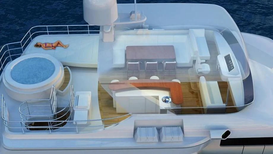 a white boat with a white interior aboard ST DAVID Yacht for Sale