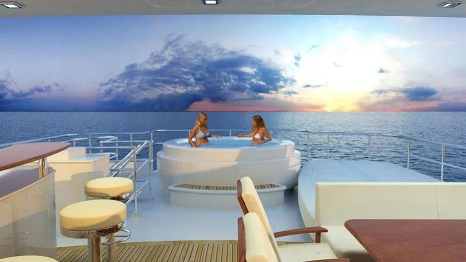 a couple sitting on a boat aboard ST DAVID Yacht for Sale