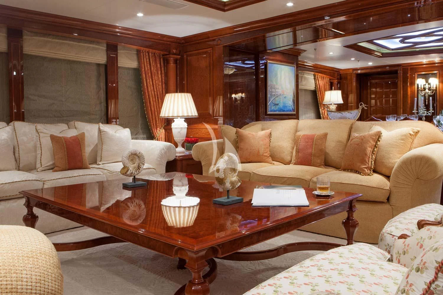 a living room with a couch and a table aboard ST DAVID Yacht for Sale