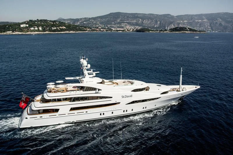 a white yacht on the water aboard ST DAVID Yacht for Sale
