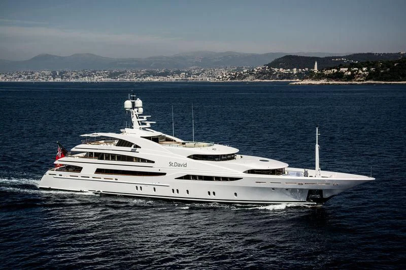 a white yacht in the water aboard ST DAVID Yacht for Sale