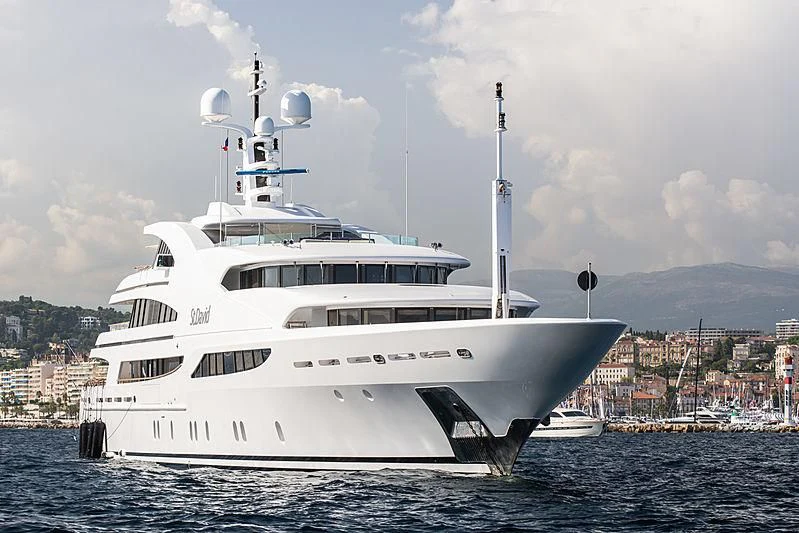 a large white boat in the water aboard ST DAVID Yacht for Sale