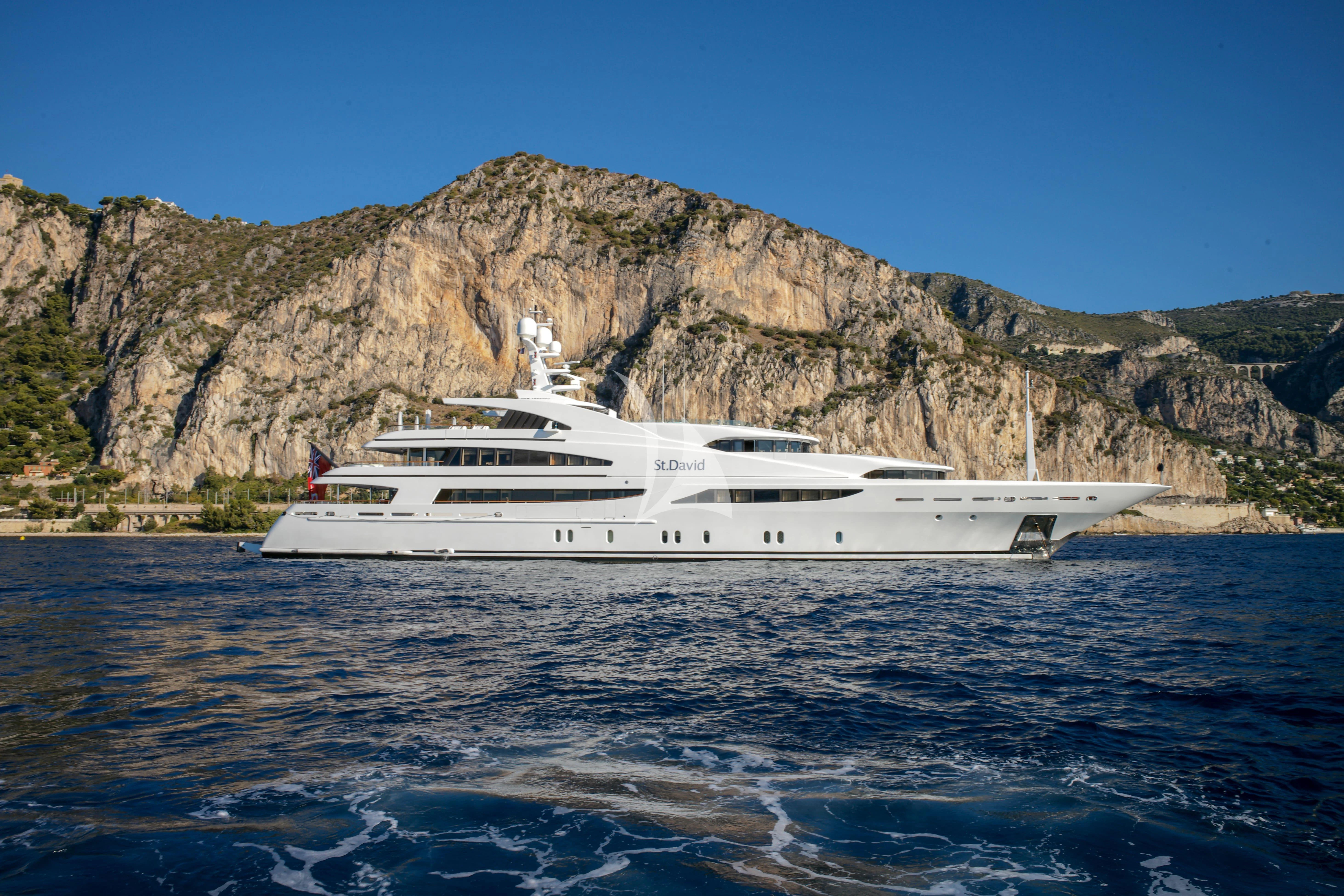 a white yacht in the water aboard ST DAVID Yacht for Sale