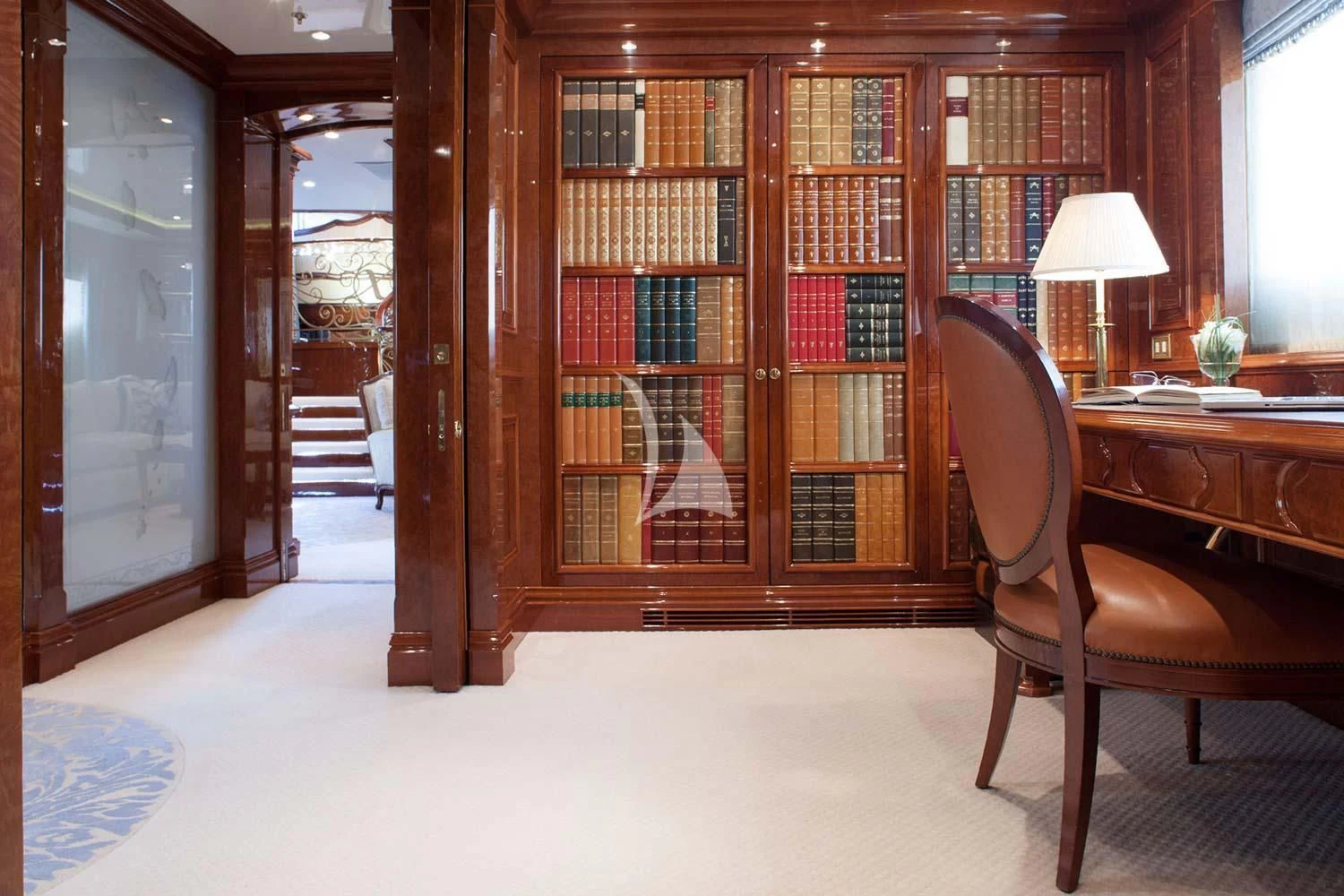 a room with a table and chairs aboard ST DAVID Yacht for Sale