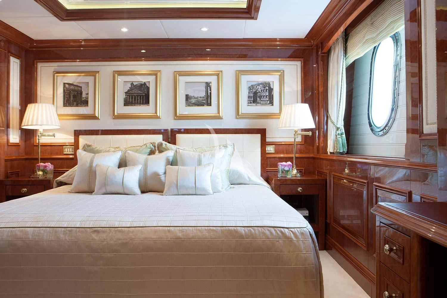 a bed with a large bed aboard ST DAVID Yacht for Sale