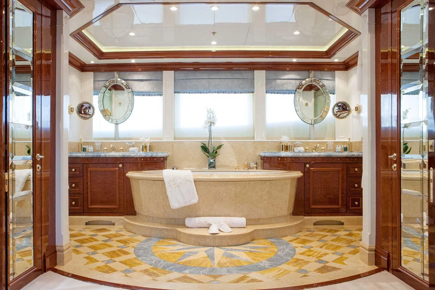 a bathroom with a large bathtub aboard ST DAVID Yacht for Sale
