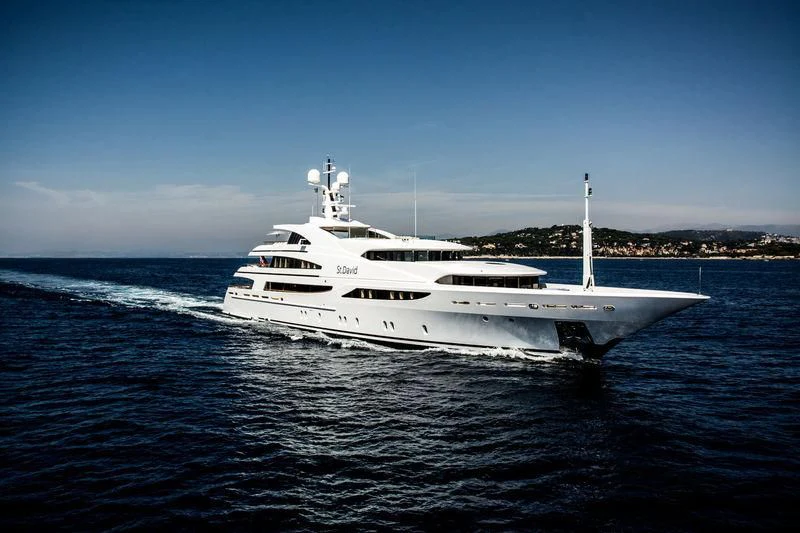 a white yacht on the water aboard ST DAVID Yacht for Sale