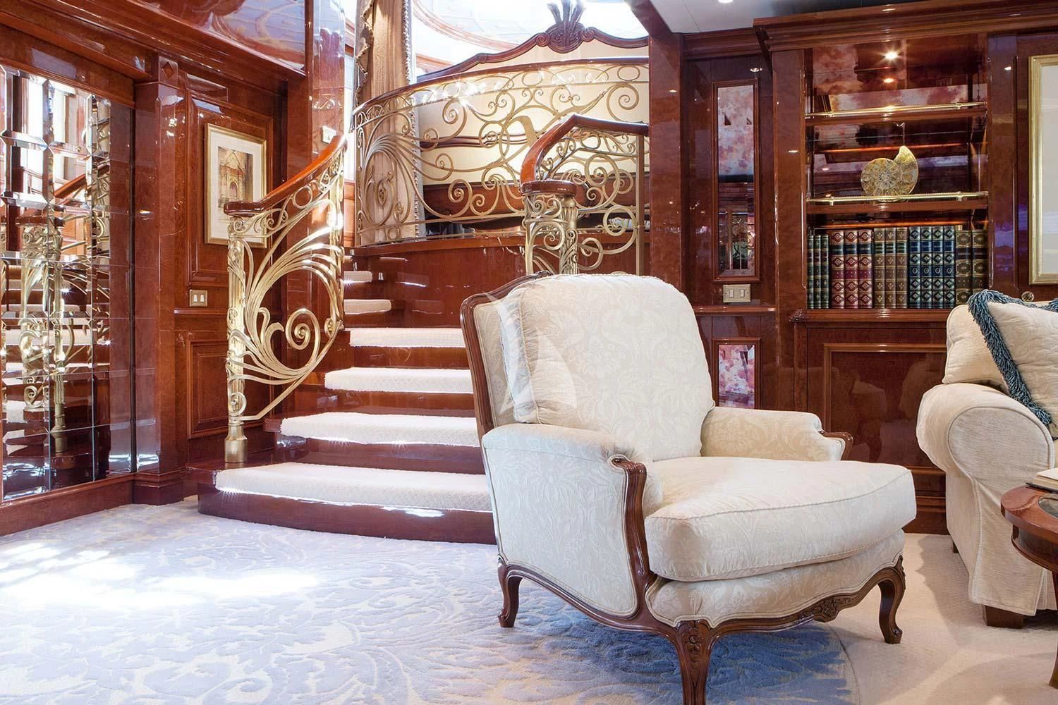 a white chair in a room aboard ST DAVID Yacht for Sale