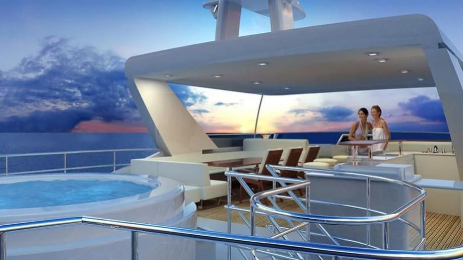 a couple of women sitting on a boat aboard ST DAVID Yacht for Sale