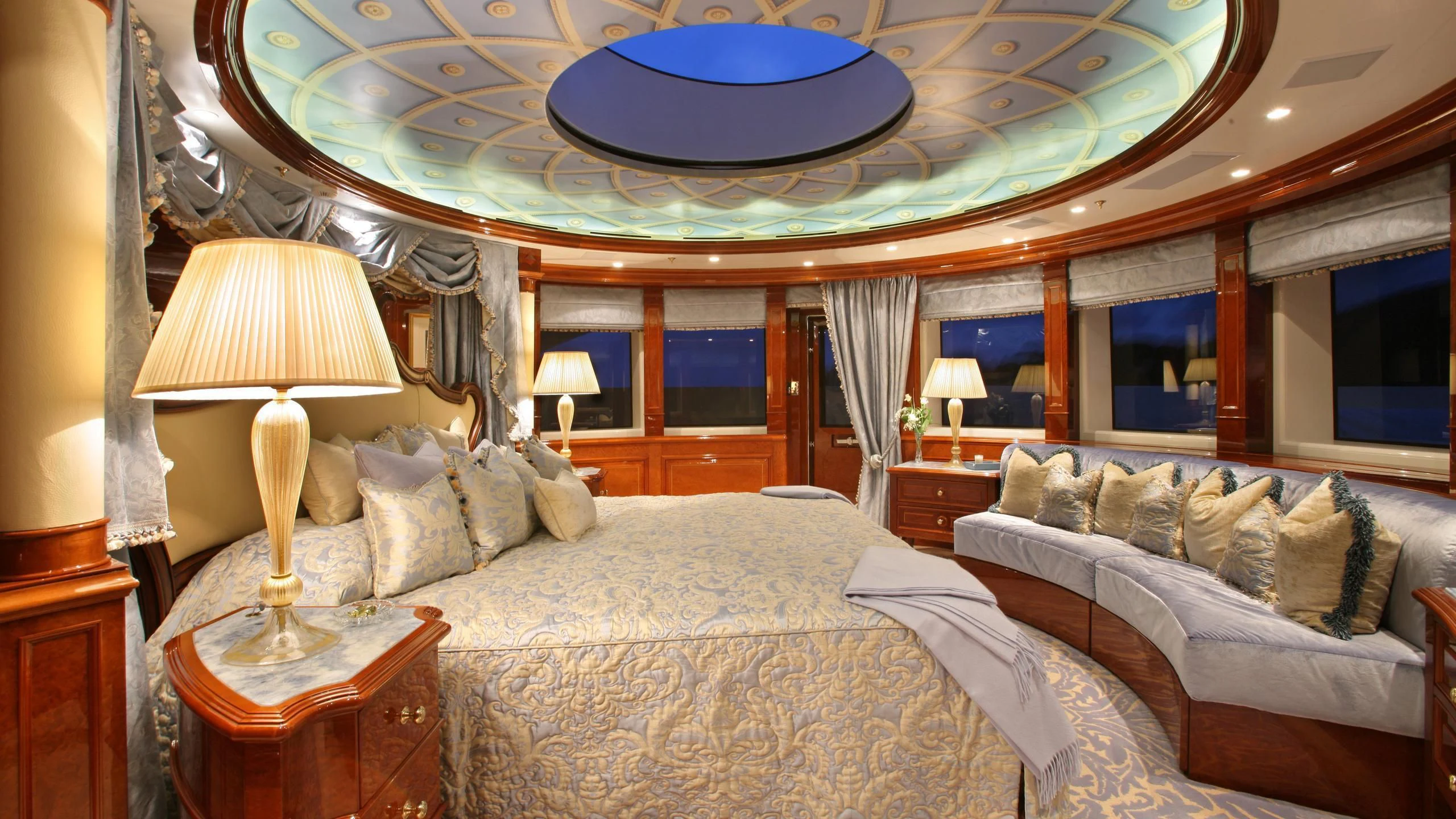 a bedroom with two beds aboard ST DAVID Yacht for Sale