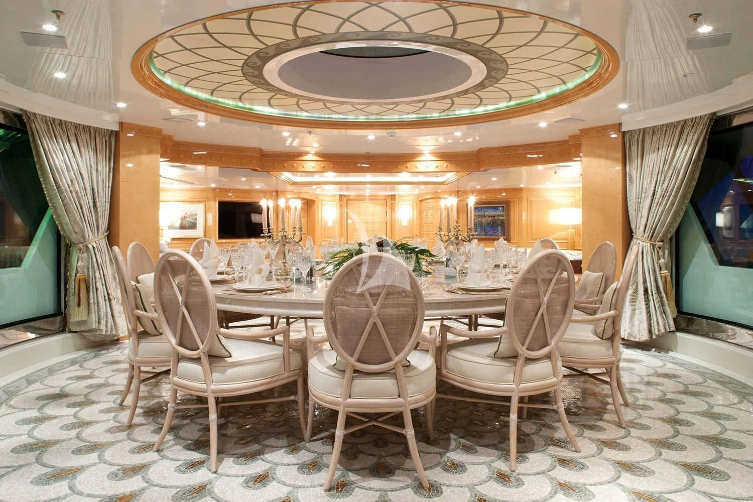 a room with chairs and a table aboard ST DAVID Yacht for Sale