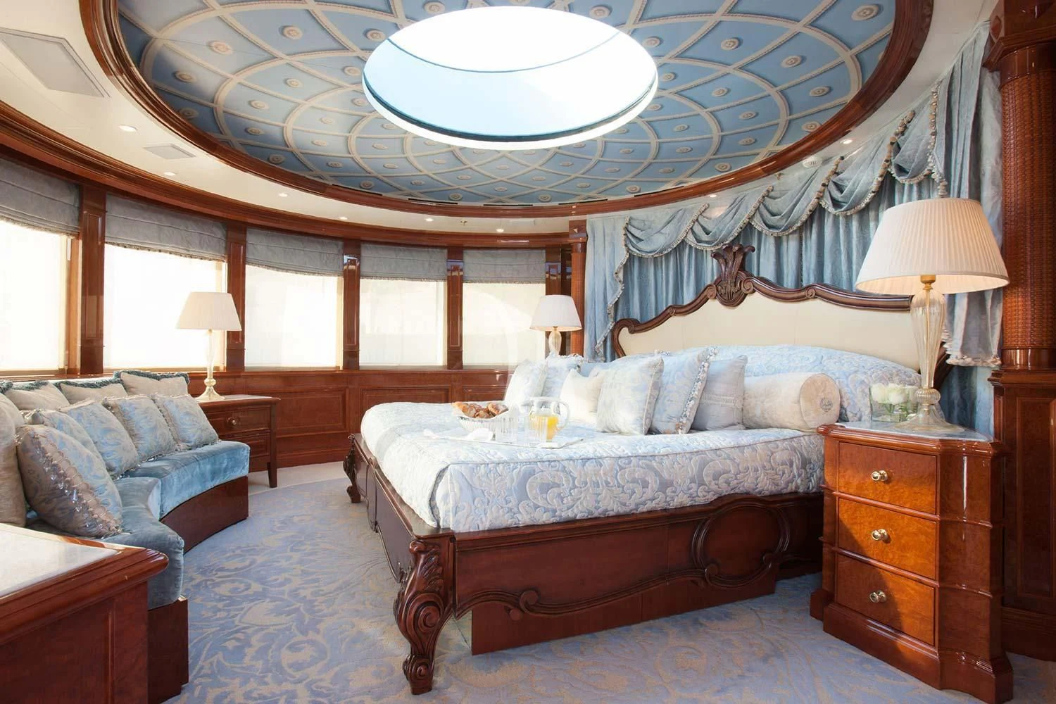 a large bedroom with a large bed aboard ST DAVID Yacht for Sale