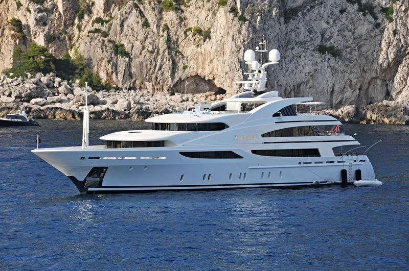 a white yacht on the water aboard ST DAVID Yacht for Sale