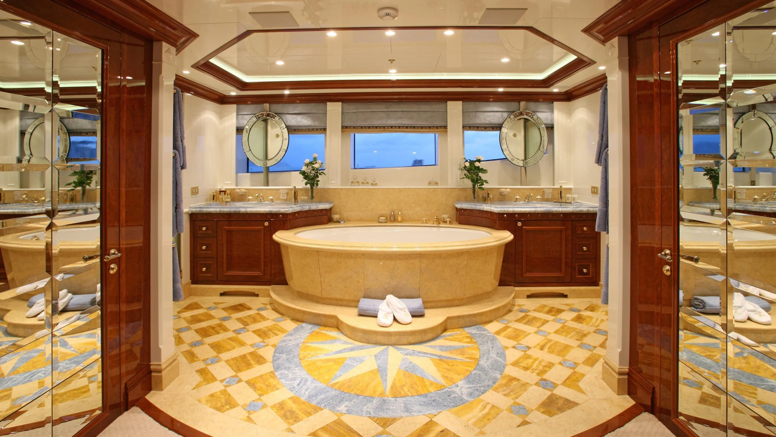 a large bathroom with a large tub aboard ST DAVID Yacht for Sale