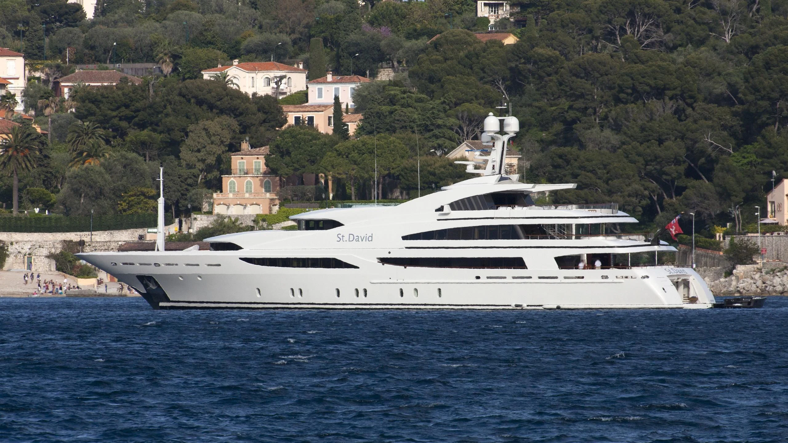 a white yacht on the water aboard ST DAVID Yacht for Sale