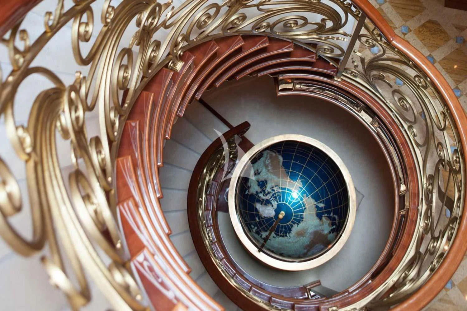 a domed ceiling with a blue circle aboard ST DAVID Yacht for Sale